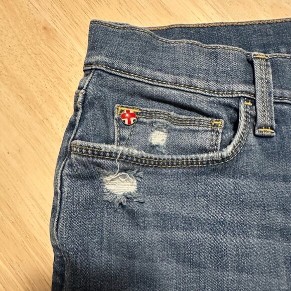 Hudson Natalie Blue Denim Jeans Frayed Cut off Hem Distressed Rip Womens 30 | 10 - Picture 5 of 11